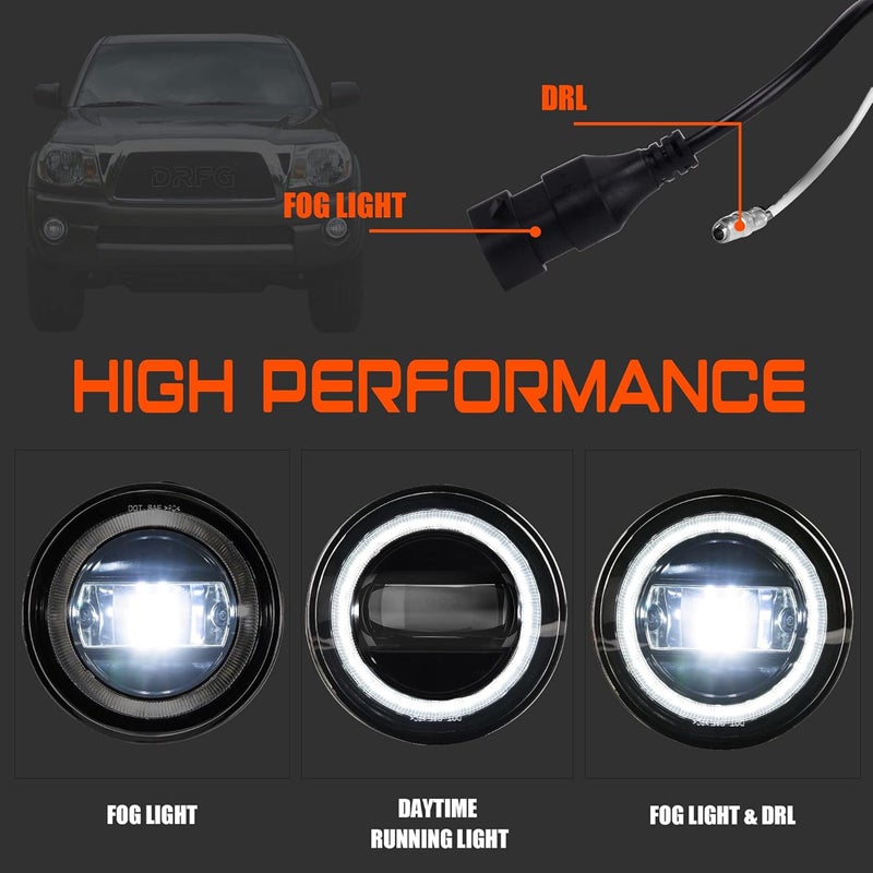 DRFG LED Fog Light Assembly with DRL for Tacoma 2005-2011/ Tundra 2007-2012/ Solara 2004-2006, Bumper Driving Fog lamp Plug and Play 2Pcs Fog Lights - Image 2